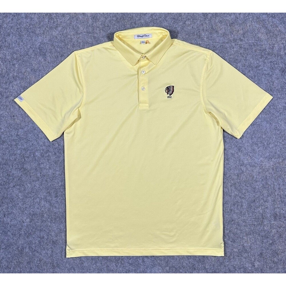 Straight Down Performance Golf Polo Shirt Men’s S Yellow Indian Chief Stretch